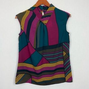 Abstract Striped Color Block Tunic